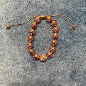🛍️3/$20 - Avon Rose Goldtone & Pave Adjustable Beaded Bracelet